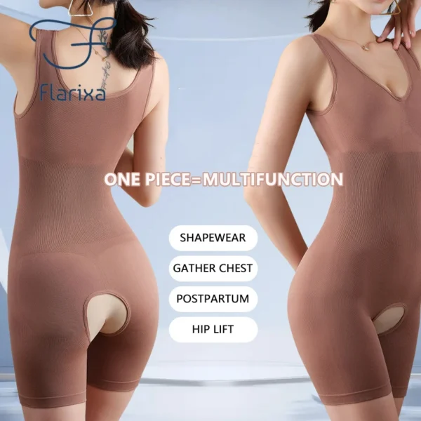 Flarixa Plus Size Butt Lifter Body Shaper Women's Bodysuit Open Crotch Tummy Control Shapewear Seamless Slimming Underwear 5XL - Image 4