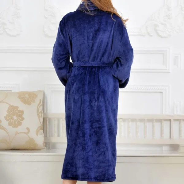 Coral Fleece Long Robe Kimono Gown Winter Warm Flannel Nightdress Bathrobe Casual Sleepwear Intimate Lingerie Thicken Homewear - Image 2