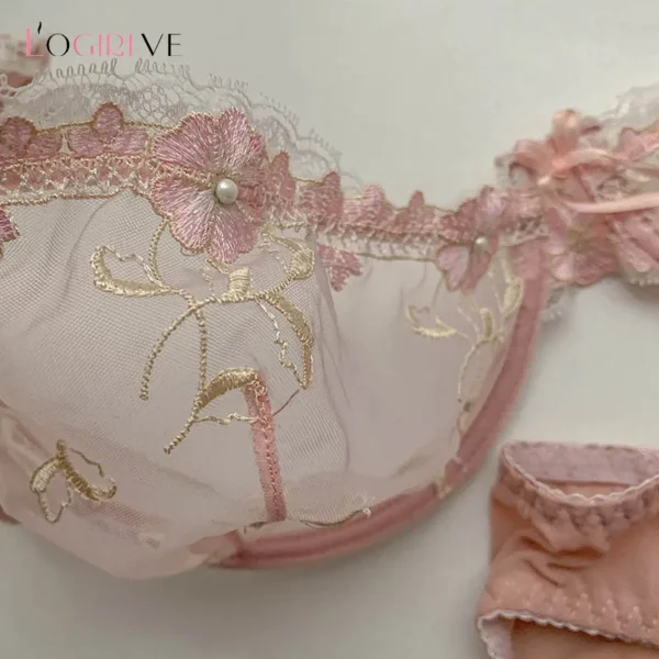 Logirlve New Embroidery Women Lace Lingerie Set Sexy Bra Panties Sets Plus Size Brassiere Ultrathin Underwear Transparent Bras - Image 6