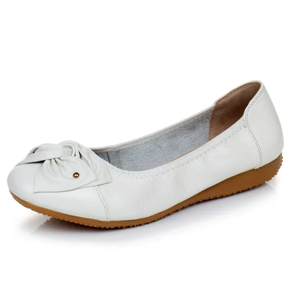 WOIZGIC Women's Female Ladies Mother Woman Flats Shoes Loafers Genuine Leather Slip On Summer Round Toe Size 35-43 ZBM-1108 - Image 3