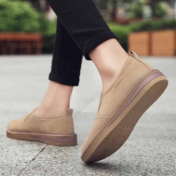 WOIZGIC Women Ladies Mother Female Cow Suede Genuine Leather Shoes Flats Loafers Slip On Pigskin British Korean ZDRS-978 - Image 2