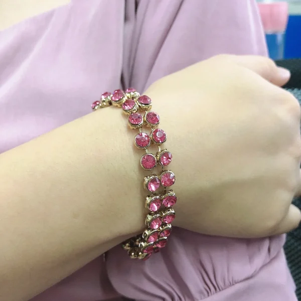 Fashionable casual women's crystal bracelet Five leaf flower accessories for ladies Love story double bracelet match - Image 5