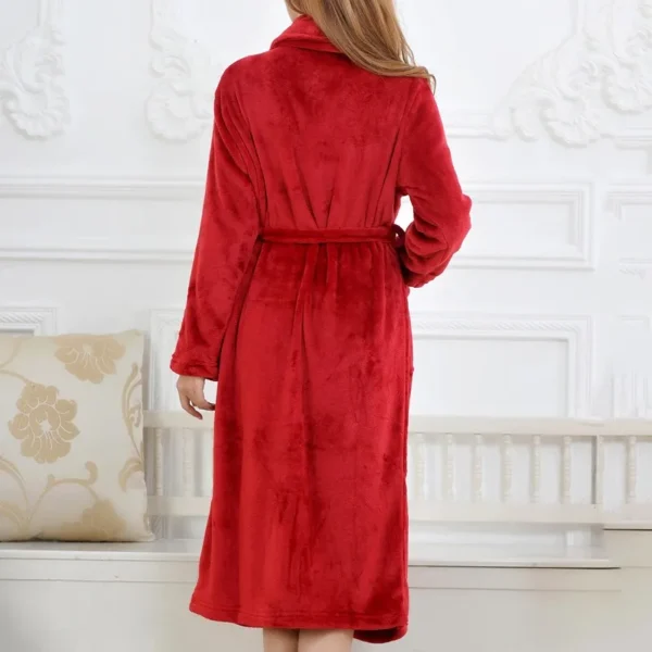 Coral Fleece Long Robe Kimono Gown Winter Warm Flannel Nightdress Bathrobe Casual Sleepwear Intimate Lingerie Thicken Homewear - Image 5