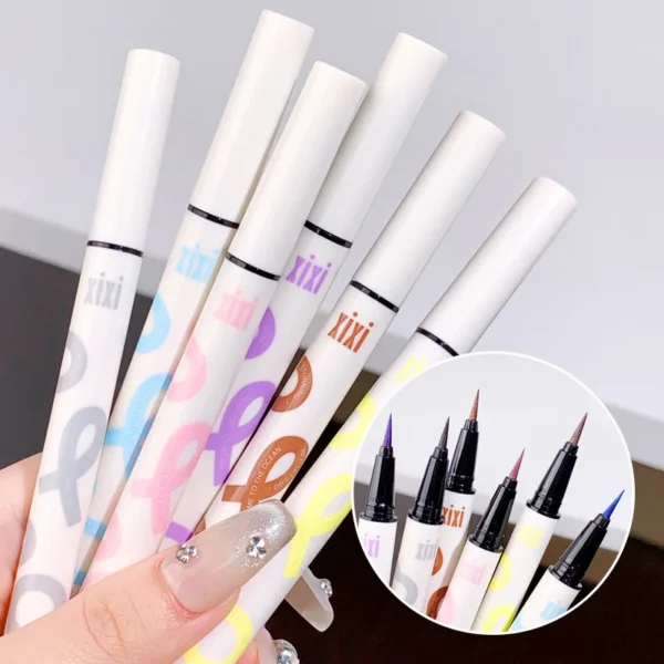6 Colors Thin Pearlescent Eyeliner Liquid Pencil 3 in 1 Shiny Silkworm Eye Shadow Stick Lasting Smooth Glitter Eyeliner Makeup - Image 6
