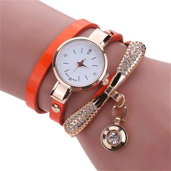 Women watch Fashion Multilayer Rhinestone Round Pendant Quartz Bracelet Wrist Watch montre femme Ladies Dress Watches Gif - Image 6