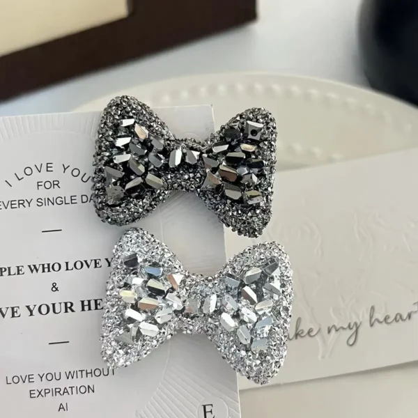 Shiny Rhinestone Metal Hair Clips For Women Fashion Simple Silver Color Bow Hairpins Girls Hair Accessories Hairgrips Jewelry - Image 6