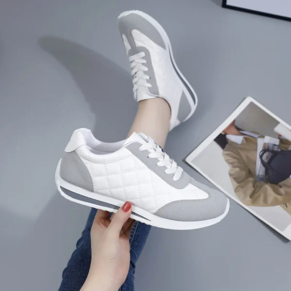 Women Casual Walking Shoes Summer Flat Lace Up Leather High Quality Sneakers Fashion Wild Flat-bottomed Loafers Women Sneakers - Image 3
