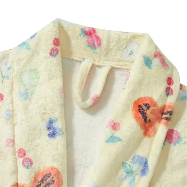 Women Flannel Robe Home Sleepwear Floral Print Shawl Collar Bathrobe Kimono Robe with Belt Winter Warm Pajamas Clothes - Image 6