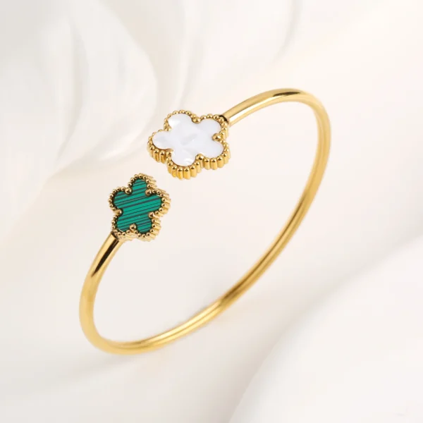 New Creative Stainless Steel Plant Five-Leaf Flower Open Bangle Simple For Woman Girl Fashion Party Jewelry Accessories Clover