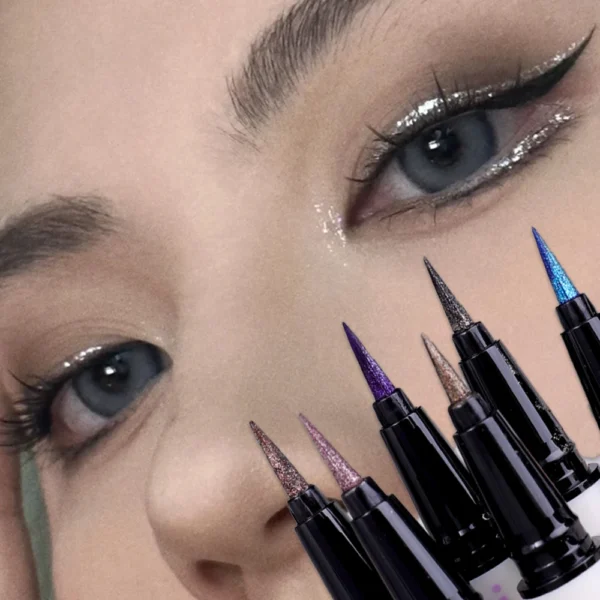 6 Colors Thin Pearlescent Eyeliner Liquid Pencil 3 in 1 Shiny Silkworm Eye Shadow Stick Lasting Smooth Glitter Eyeliner Makeup - Image 2