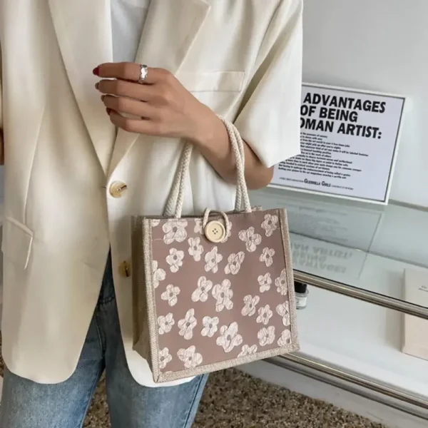 2024 Linen Bags Handbag For Women Shopper Tote Bag Fashion Designer Bag Convenient Large-capacity For Travel Grocery Bag - Image 3
