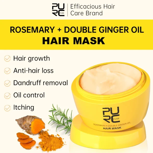 PURC Rosemary Oil Hair Mask for Hair Growth Ginger Oil Hair Loss Treatment Anti-Dandruff Smoothing Cream Hair Care Products - Image 3