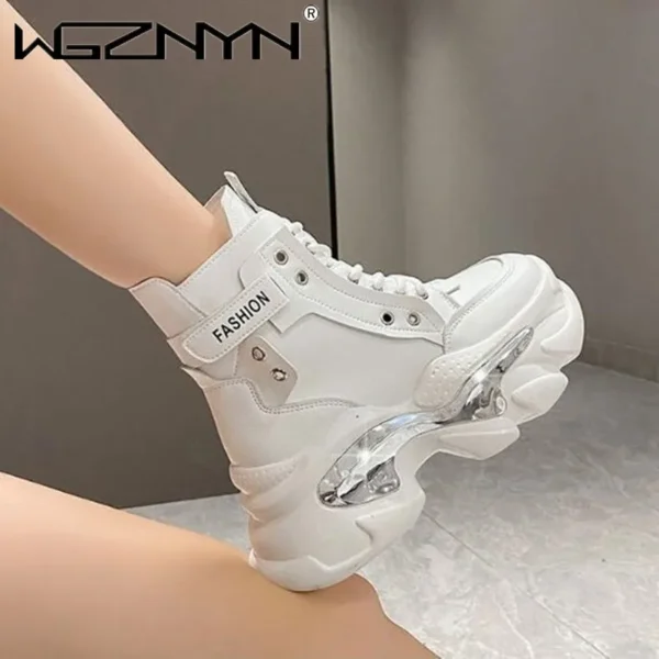 NEW Women Ankle Boots Autumn Chunky Shoes Woman High Platform Breathable Sneakers 8CM Thick Sole Wedges Motorcycles Boots Winter - Image 4