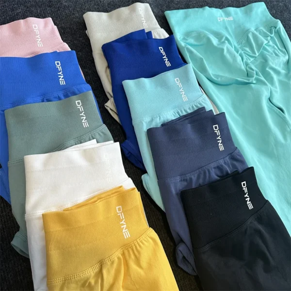 Dfyne Impact Leggings Women With Logo Scrunch Seamless Yoga Legging Gym Sports Pants Low Ribbed Band High Stretch Fitness Tights - Image 3