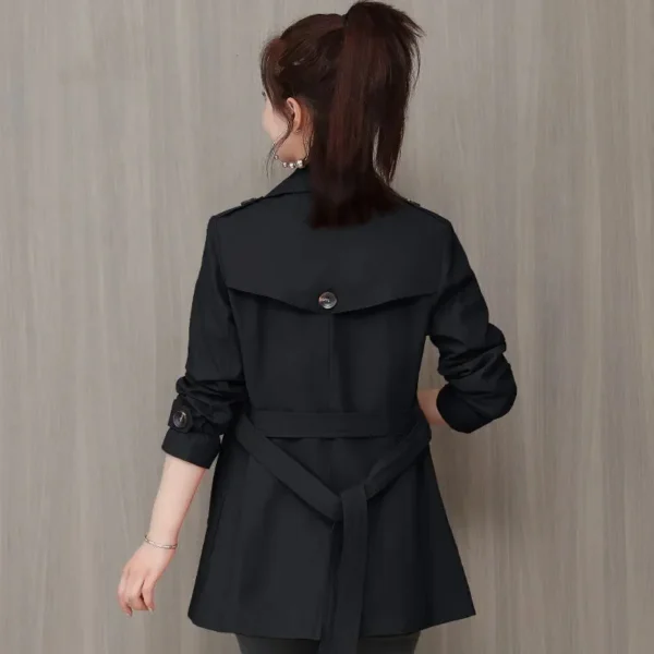Women's Jacket 2024 New Spring Long Sleeves Stand Collar Casual Windbreaker Female Double-breasted With Belt Outerwear - Image 6