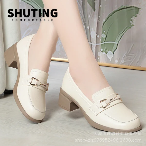 Spring Autumn Ladies Pumps Shallow Shoes Crystal Comfortable Thick Sole Loafers Fashion Breathable Single Shoe Classic