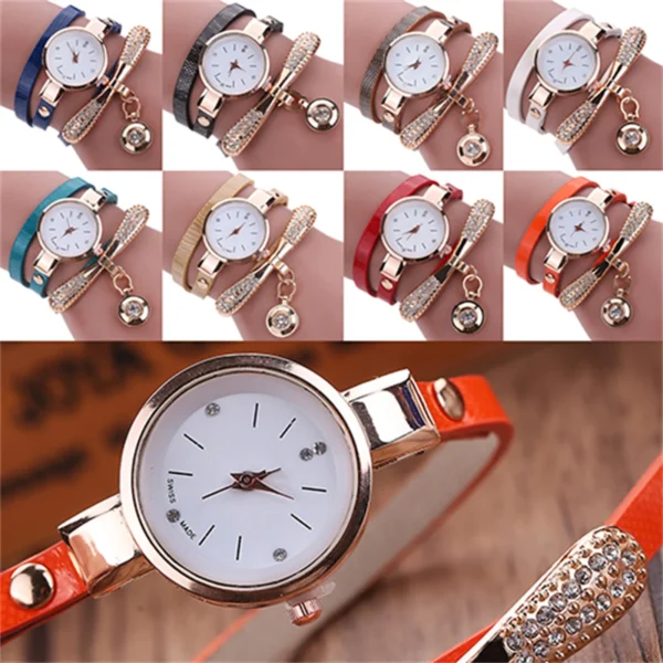 Women watch Fashion Multilayer Rhinestone Round Pendant Quartz Bracelet Wrist Watch montre femme Ladies Dress Watches Gif - Image 2
