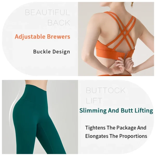 2 Piece Yoga Clothes Women's Tracksuit Athletic Wear Pilates Fitness Suit Gym Workout Push Up Clothes Sports Bra Leggings Suit - Image 4