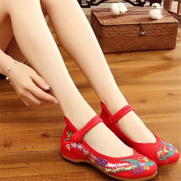 Chinese Embroidered Floral Canvas Shoes Traditional Chinese Old Peking Ballerina Female Casual Flat Loafer Shoes Women - Image 3