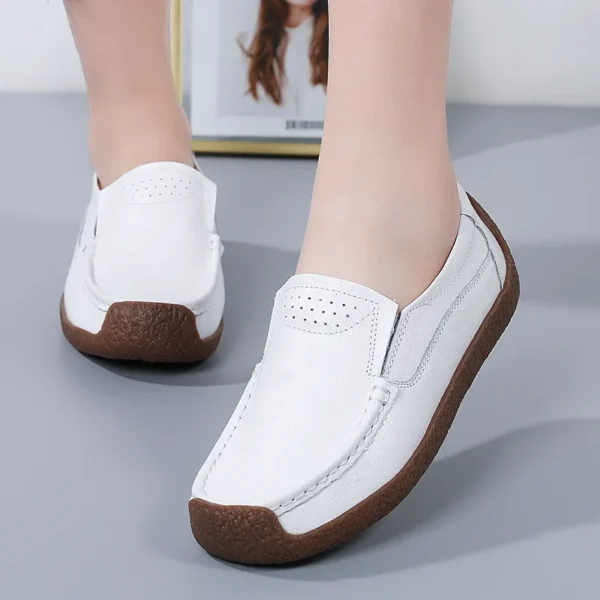 Genuine Leather Women's Casual Shoes Leisure Sneakers Women Luxury Brand Slip-on Loafers Female Soft Moccasins Zapatos De Mujer - Image 4