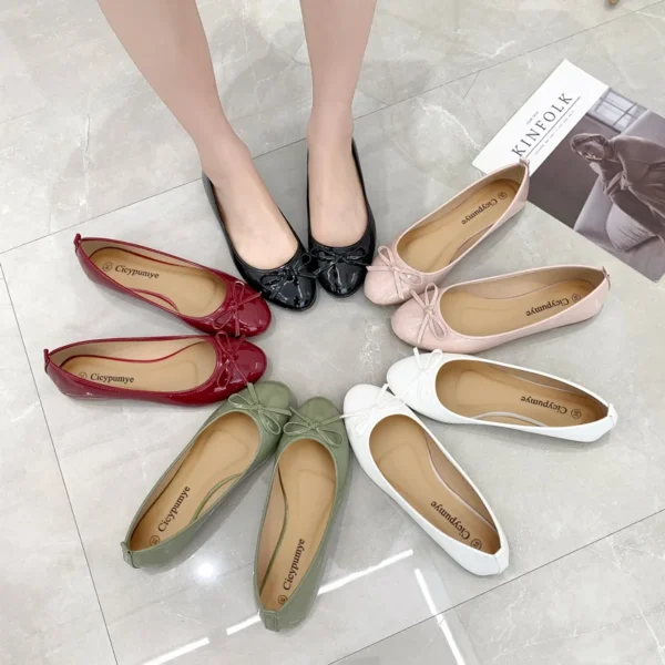 Flat Shoes Women Ballerinas Round Toe Bowtie Slip on Ballet Flats Lazy Loafers Moccasins Ladies Casual Flats Shoes 2023