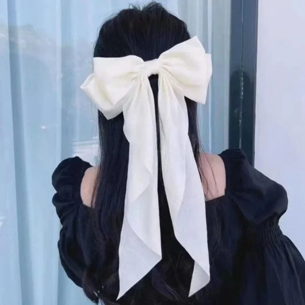 Large Bow Hairpin Summer Chiffon Big Bowknot Stain Bow Barrettes Women Girl Solid Color Ponytail Clip Hair Accessories - Image 3