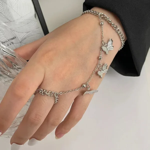 Boho Butterfly Slave Bracelet Ladies One-Piece Gold Color Chain Finger Ring Bracelet Women Girls Summer Beach Jewelry - Image 4