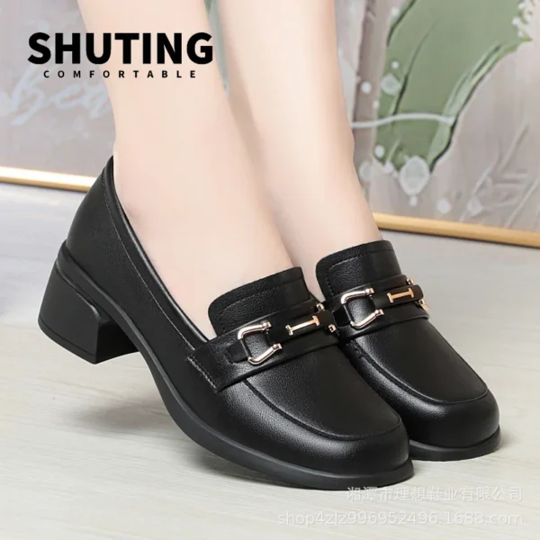 Spring Autumn Ladies Pumps Shallow Shoes Crystal Comfortable Thick Sole Loafers Fashion Breathable Single Shoe Classic - Image 4