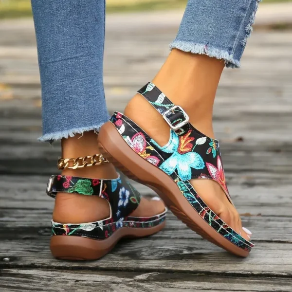 Women's Retro Orthopedic Wedge Platform Sandals 2024 Summer Causal Buckle Flat Shoes Ladies Beach Flip Flops Zapatos De Mujer - Image 6