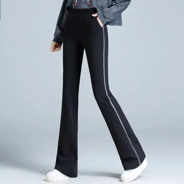 Women's Autumn and Winter Fashion Simplicity Black High Waist Bell-bottoms Women Clothes Office Lady All-match Casual Trousers - Image 3