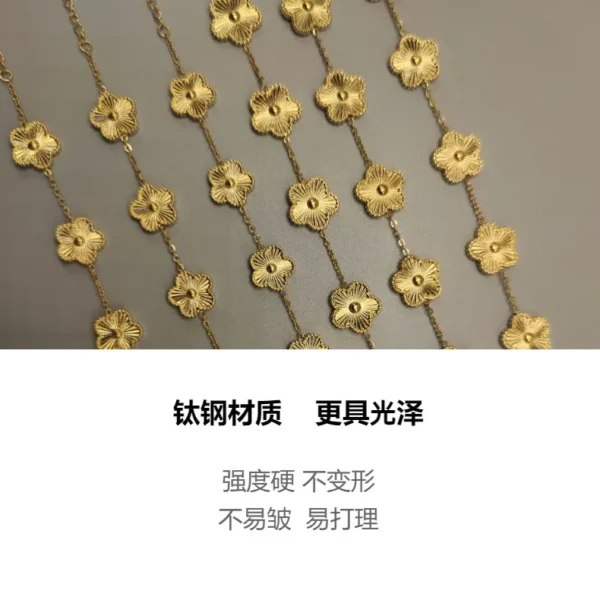 Plum Blossom Metal Laser Bracelet Stainless Steel Waterproof and Allergic Resistant High Quality Jewelry Temperament Clover - Image 4