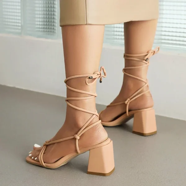 Big Size Shoes 54 52 50 48 45 43 New Fashion High Heel Square Toe Strap Sandals for Women Banquet Wedding Party 2024 Men's Pumps - Image 5