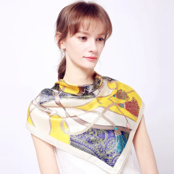 Fashion Kerchief Silk Satin Neck Scarf For Women Print Hijab Scarfs Female 90*90cm Square Shawls and Wraps Scarves For Lady 2022 - Image 6