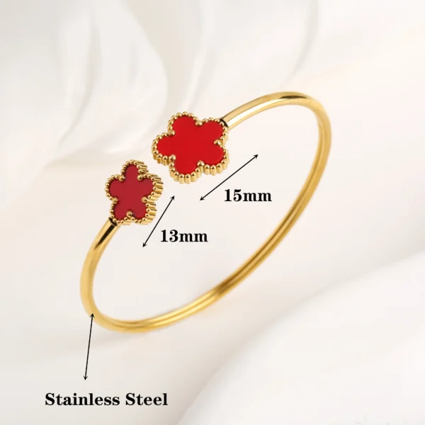 New Creative Stainless Steel Plant Five-Leaf Flower Open Bangle Simple For Woman Girl Fashion Party Jewelry Accessories Clover - Image 5