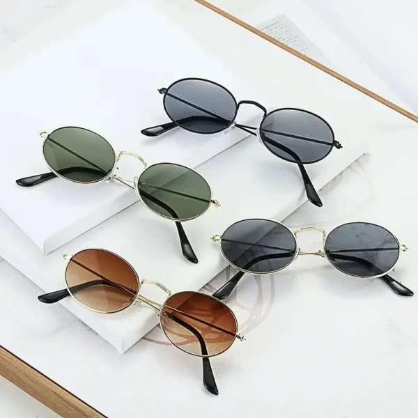 Women Steampunk Oval Sunglasses Gold Silver Small Frame Retro Sex Round Sunglasses 400UV Gradient Mirror Glasses Driver Goggles - Image 6