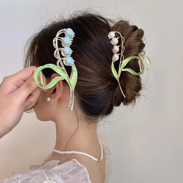 Girls Sweet Opal Flower Hair Clip Exquisite Ponytail Claw Clip Shark Clip Woman Hair Clip Accessori For Girl Hair Accessories - Image 2