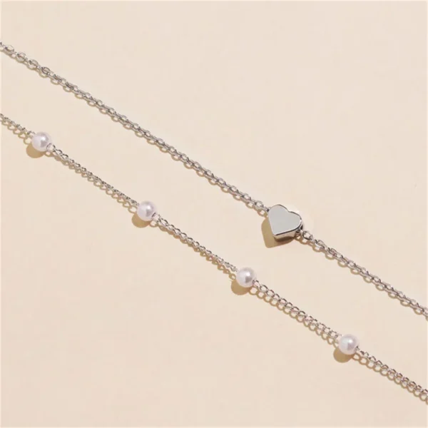 Simple Pearl Choker Necklaces for Women Fashion Double Layer Chain Small Love Heart Pendant Necklace Jewelry Gift Wholesale - Image 6