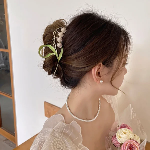 Girls Sweet Opal Flower Hair Clip Exquisite Ponytail Claw Clip Shark Clip Woman Hair Clip Accessori For Girl Hair Accessories - Image 5