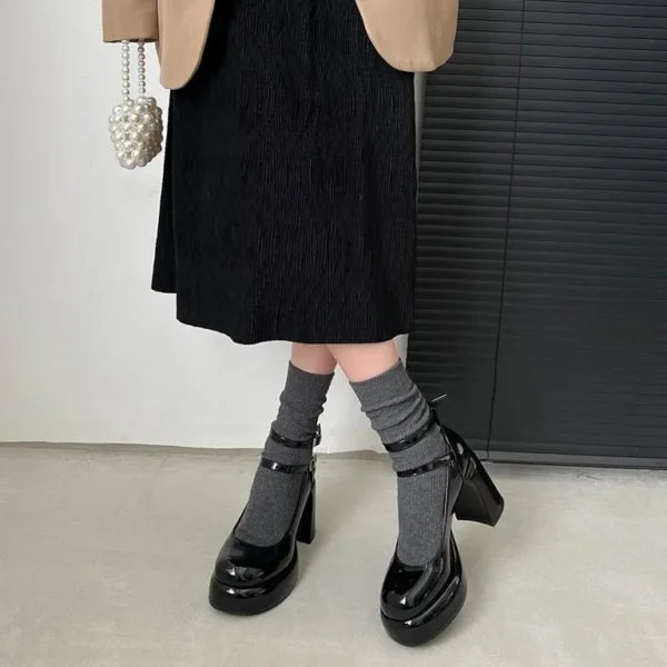 Designer Platform Women Mary Jane Shoes Fashion Elegant Double Buckle Thick Heel Shoes Ladies Dress Pumps High Heel Party Shoes - Image 5
