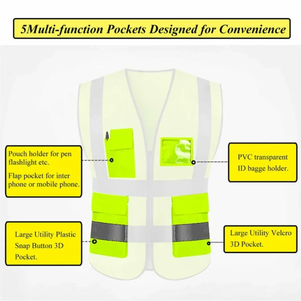 Women Men Night Work Reflective Vest Construction Traffic Breathable Mesh Workwear A Type - Image 2