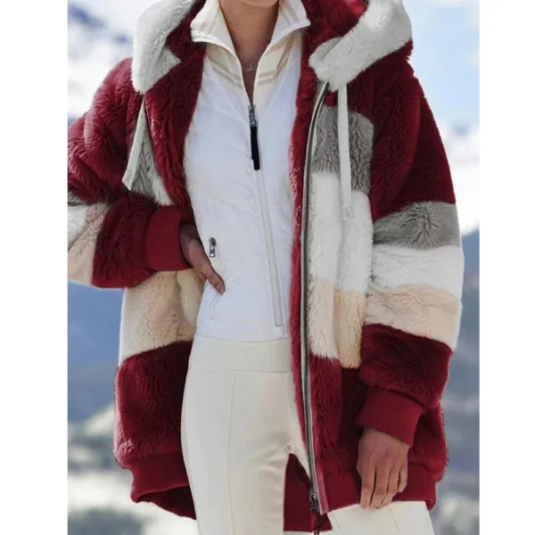 Oversized Jacket for Women Coat 2024 Autumn Winter Warm Plush Pocket Hooded Streetwear Loose Lady Zipper Cashmere Outerwear Coat - Image 6
