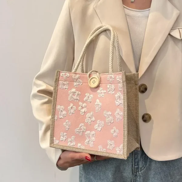 2024 Linen Bags Handbag For Women Shopper Tote Bag Fashion Designer Bag Convenient Large-capacity For Travel Grocery Bag - Image 2