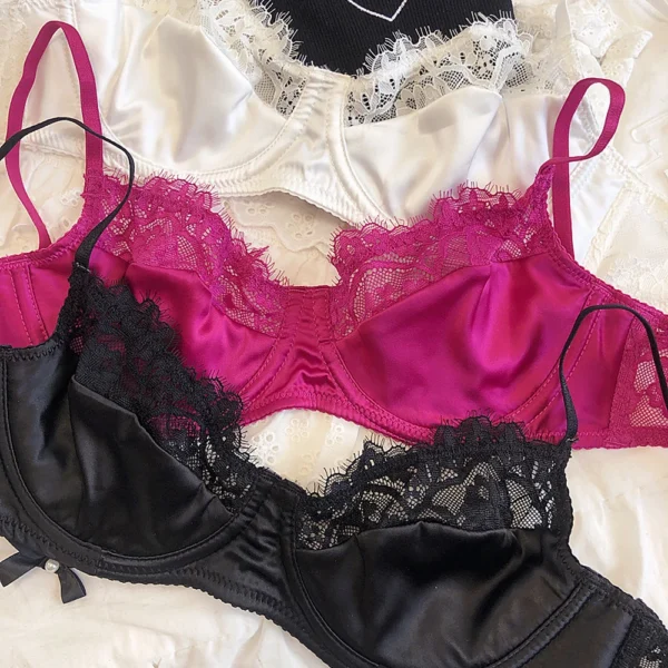 Sexy Underwear Set for Women Ultra-thin Bra Set French Lace Breathable Bralette Female Silk Comfort Bras and Thong Lingerie - Image 5
