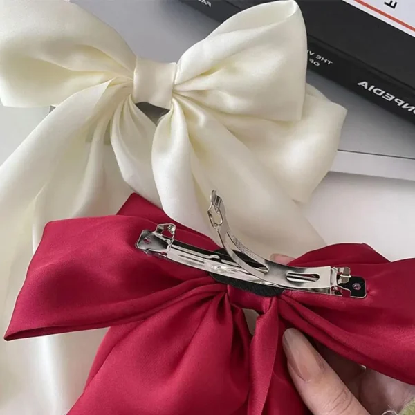 Large Bow Hairpin Summer Chiffon Big Bowknot Stain Bow Barrettes Women Girl Solid Color Ponytail Clip Hair Accessories - Image 5