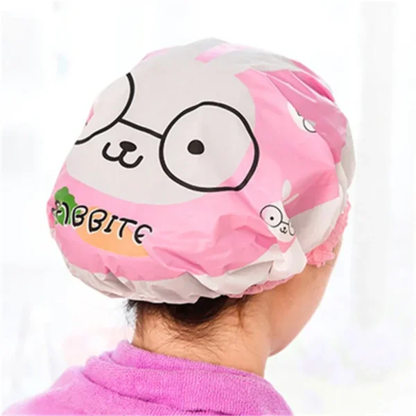 2043 fashion cute adorable cartoon series lace Waterproof Shower cap Korea shampoo cap - Image 2