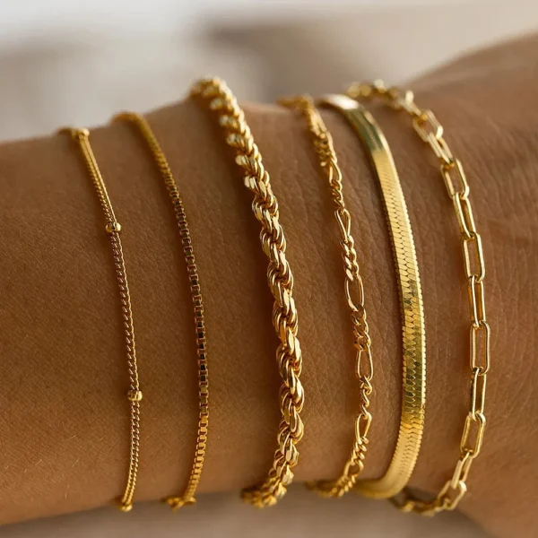 2024 Classic Charm Snake Chain Bracelets for Women Trend Fashion Stainless Steel Cuban Bracelet Trendy Woman Gifts Jewelry Gift - Image 2