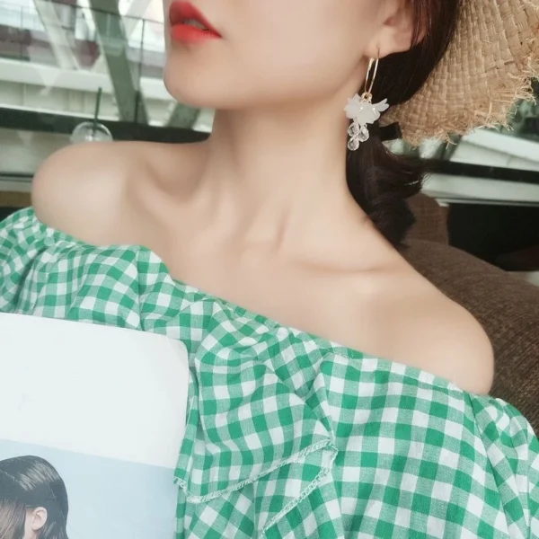 new korean sweet transparent crystal flower drop earrings for women temperament long tassel earrings female elegant jewelry gift - Image 2