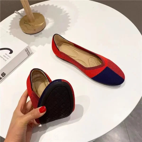 Women shoes Fashion flat bottomed shoes Elastic knitted breathable circular toe cap Latex sweat absorbing insole Non slip rubber - Image 2