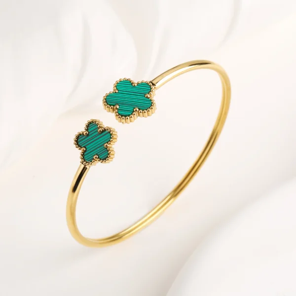 New Creative Stainless Steel Plant Five-Leaf Flower Open Bangle Simple For Woman Girl Fashion Party Jewelry Accessories Clover - Image 3