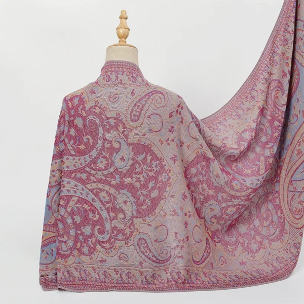 Paisley Designer Winter Warm Thick Ethnic Style Jacquard Scarf Women Travel Muslim Hijab Cashmere Tassel Shawl Wrap Pashmina - Image 5